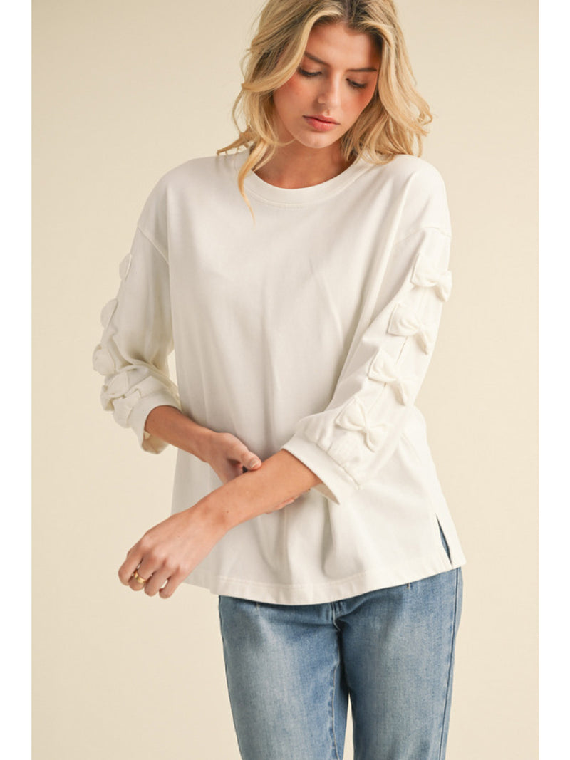 Solid sweatshirts top with U-neck