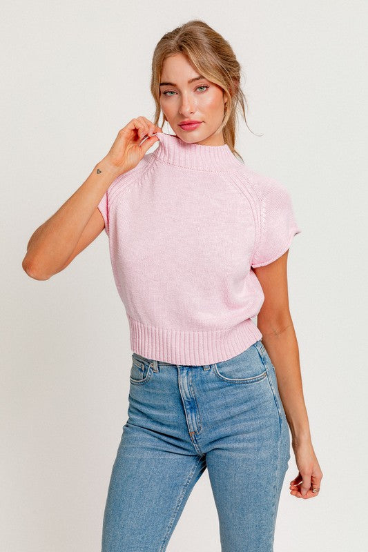 MOCK NECK WIDE SHOUDER SWEATER TOP