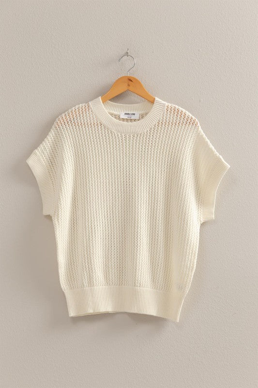 Staple Open-Knit Dolman Sleeve Top