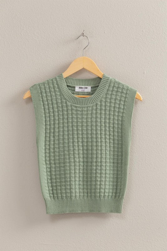 Crew Neck Textured Sweater Vest