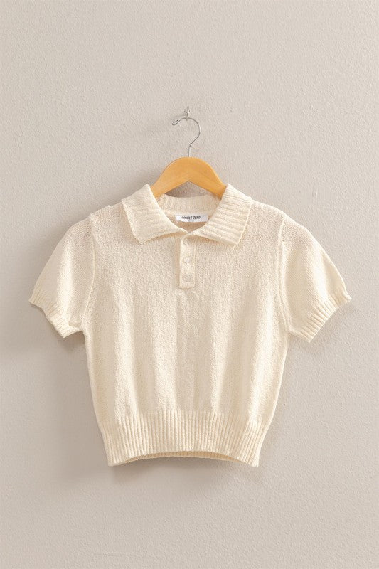 Knitted Polo Short Sleeves Top – Willow at Merle Norman