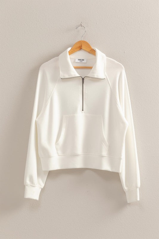 High Neck Half Zip Pocket Sweatshirt