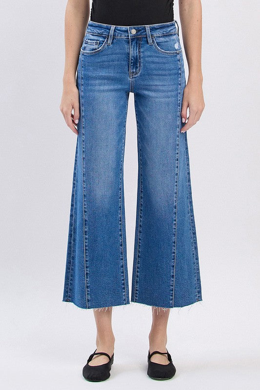 VERVET HIGH RISE RAW HEM TWIST WIDE JEANS