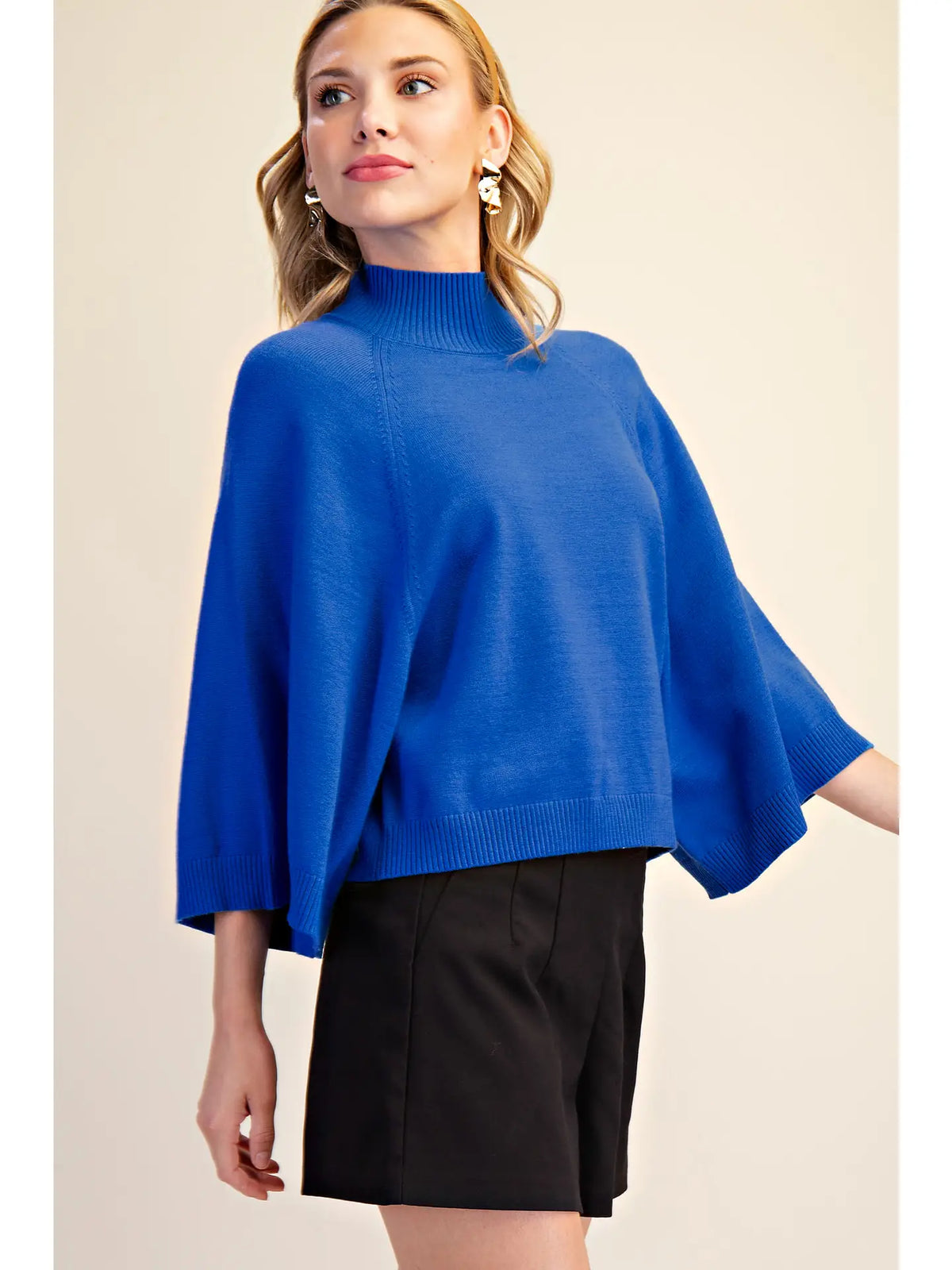 Mock Neck Wide Sleeve Sweater