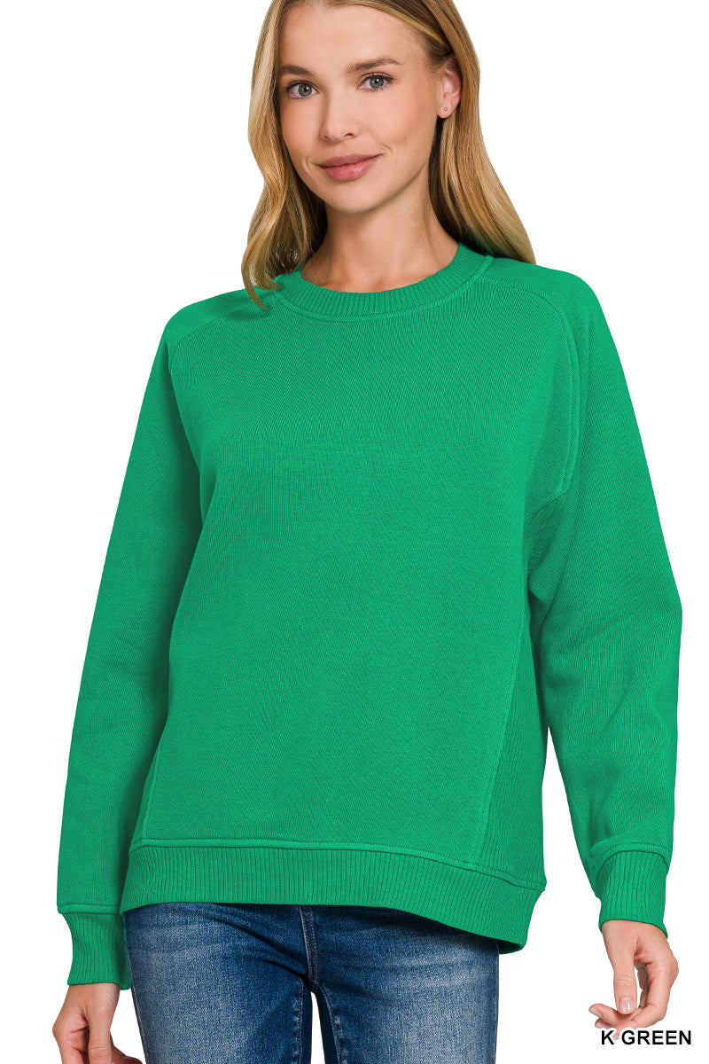 FLEECE ROUND NECK RIBBED SIDE RAGLAN SWEATSHIRTS