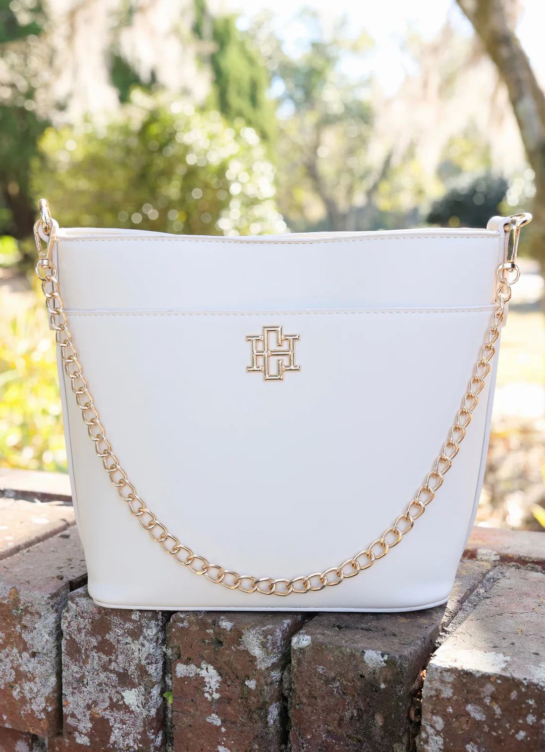 Caroline Hill Brielle Bucket Bag Cream