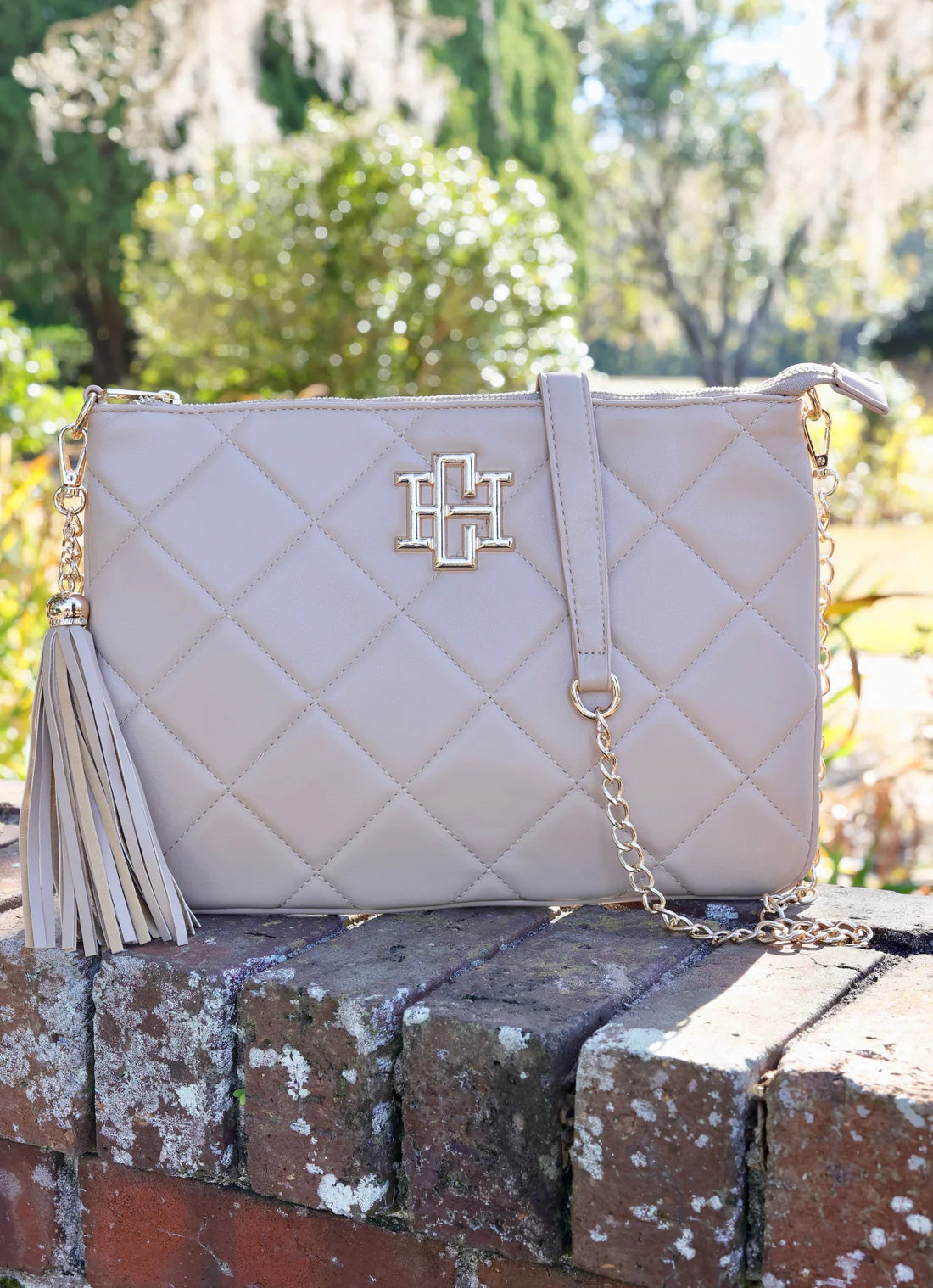 Caroline Hill Madelyn Crossbody Tan  Quilted LD