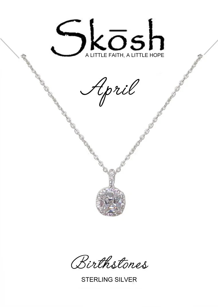 Skosh April Birthstone w/ CZ halo 57-582-04