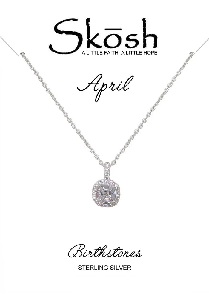 Skosh April Birthstone w/ CZ halo 57-582-04