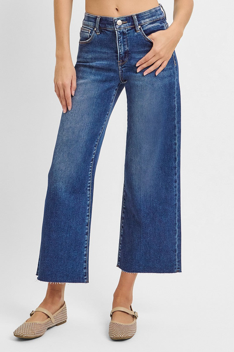 Risen Tummy Control Elastic Band Mid Rise Crop Wide