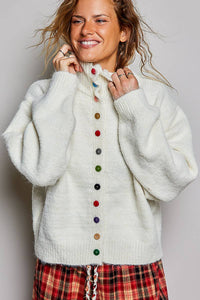 Chic Collar Button Knit Cardigan Cozy Oversized Sweater SALE