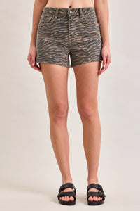 3” INSEAM HIGH RISE TIGER PRINT KENZIE SHORT