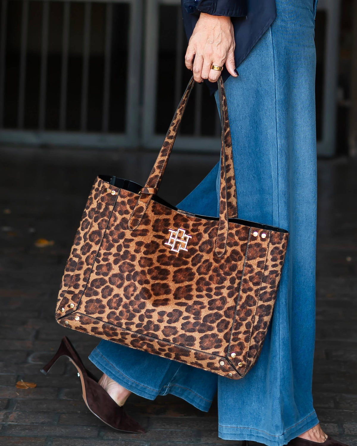 Caroline Hill Sophie Studded Tote Spotted Saddle