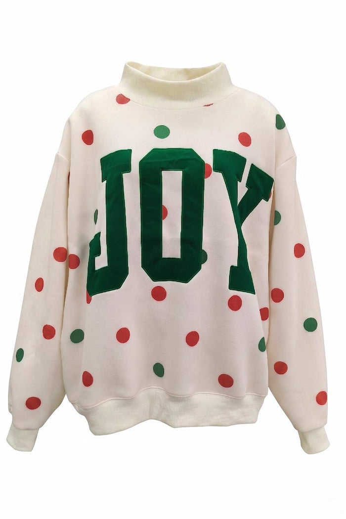 JOY' Applique Patch Polka-Dot Sweatshirt