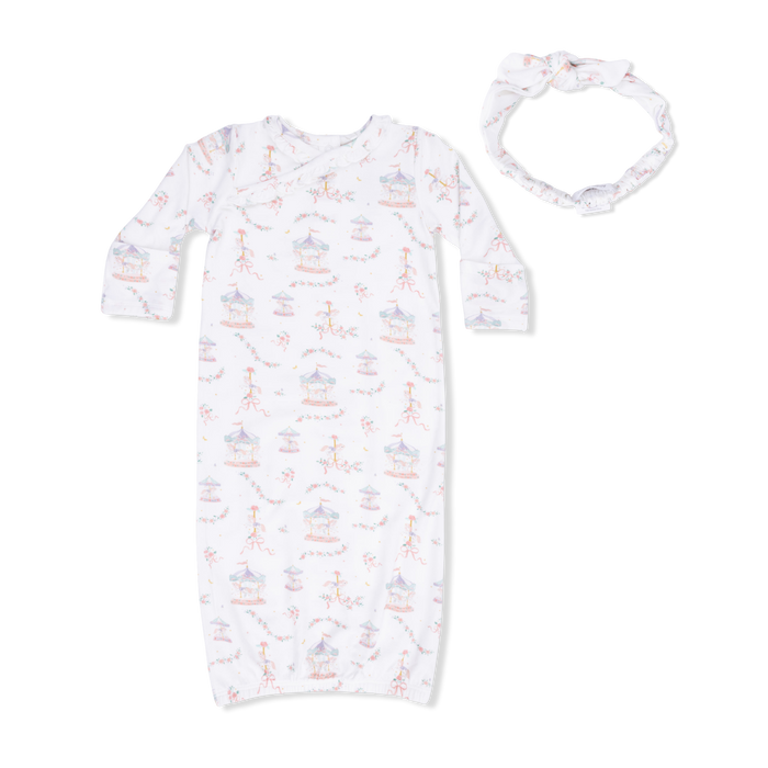 Carousel with Bows - Kimono Gown & Knot Headband