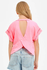 Overlap Open Back Reverse Stitched Top