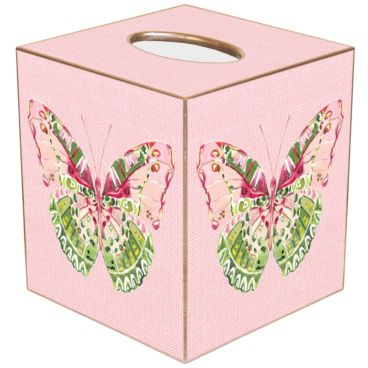 Pink Linen Butterfly Tissue Box TB7780
