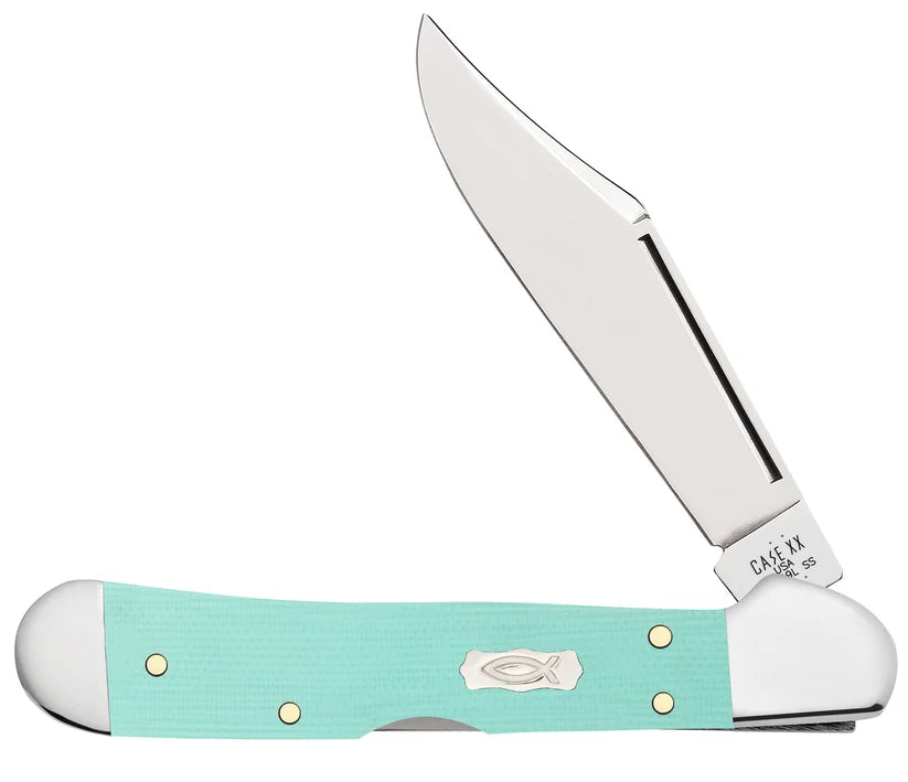 Case Knives - Religious Smooth Seafoam Green G-10 Mini CopperLock®