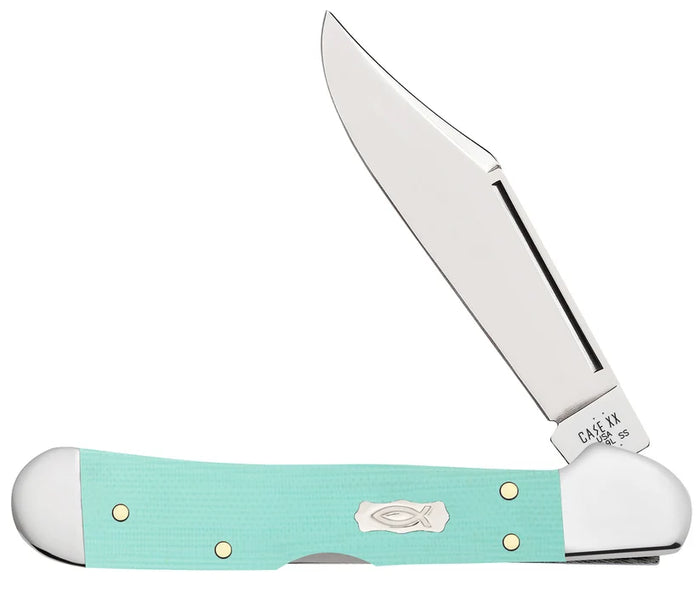 Case Knives - Religious Smooth Seafoam Green G-10 Mini CopperLock®