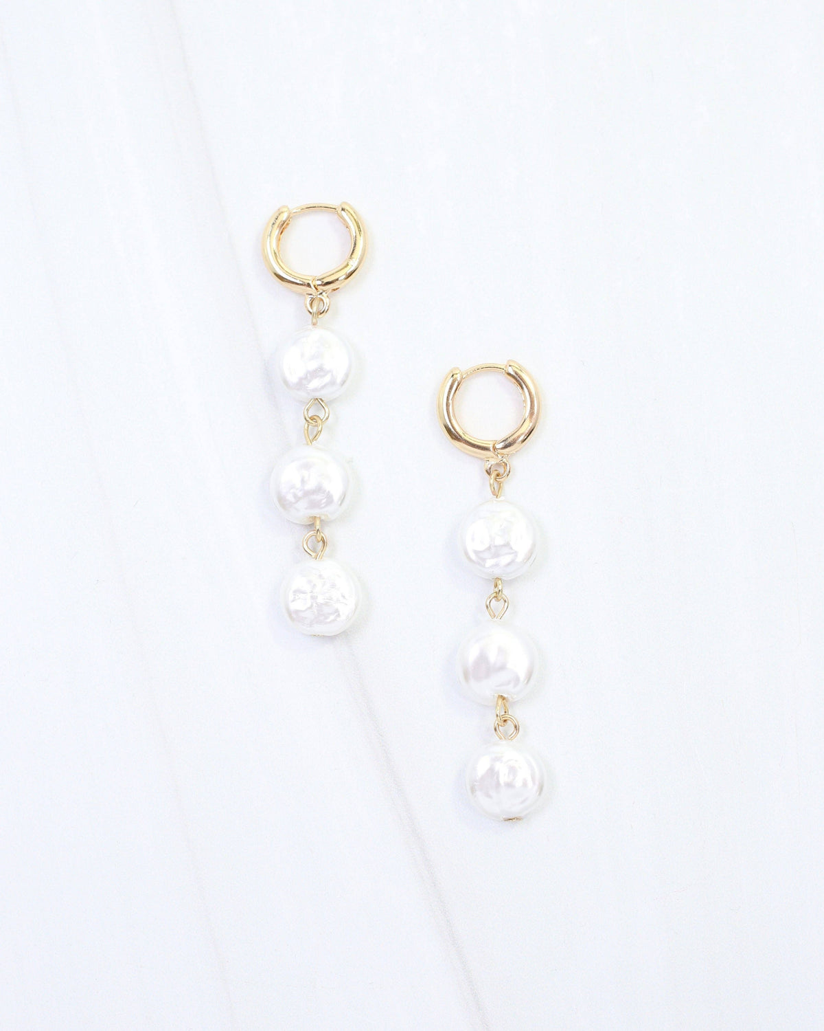Caroline Hill  Makena Linear Pearl Dangle Earring Gold
