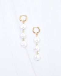 Caroline Hill  Makena Linear Pearl Dangle Earring Gold
