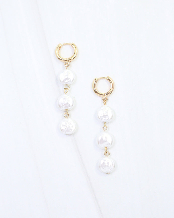 Caroline Hill  Makena Linear Pearl Dangle Earring Gold