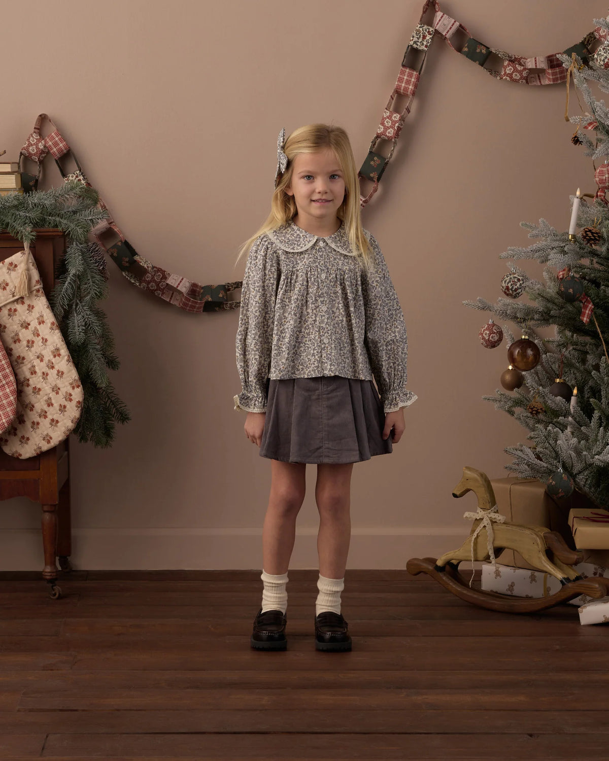 Rylee + Cru Kat Blouse Slate Floral