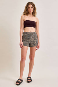 3” INSEAM HIGH RISE TIGER PRINT KENZIE SHORT
