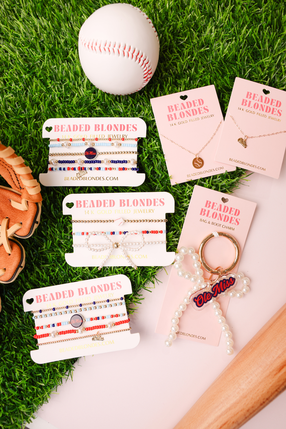 Ole Miss Logo Charm Bracelet on Gold