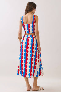 Retro Print Crop Top & Midi Skirt Set