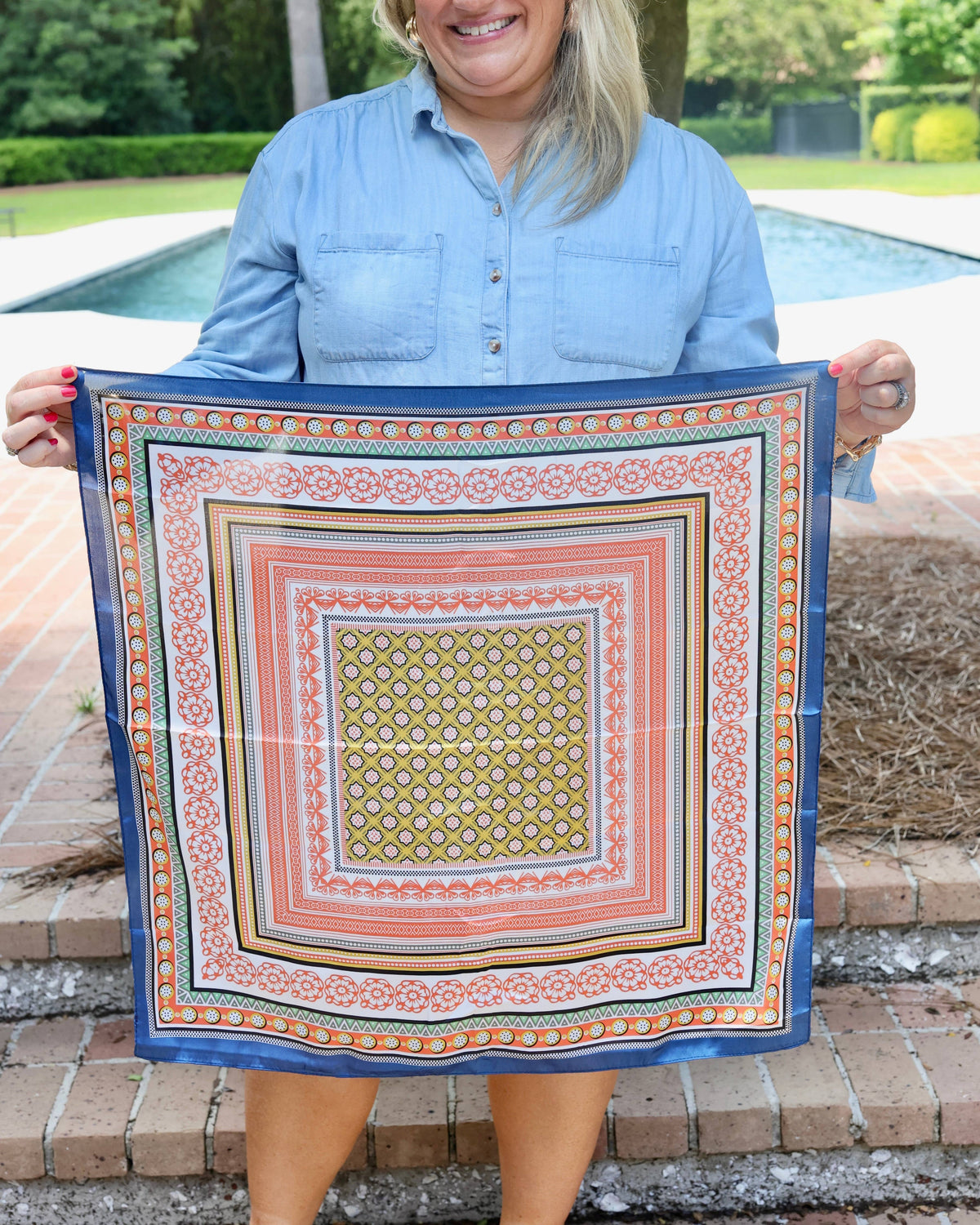 Diya Colorful Scarf Navy Orange