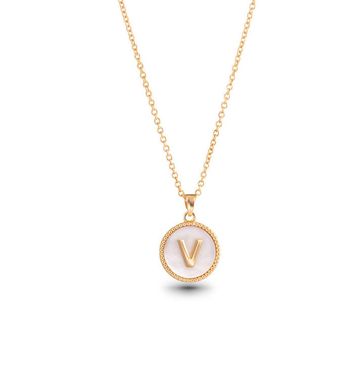 Amanda Blu Gold Mother of Pearl Initial Necklaces | 18 Letters