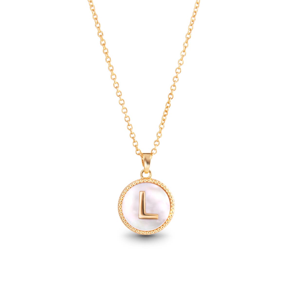 Amanda Blu Gold Mother of Pearl Initial Necklaces | 18 Letters