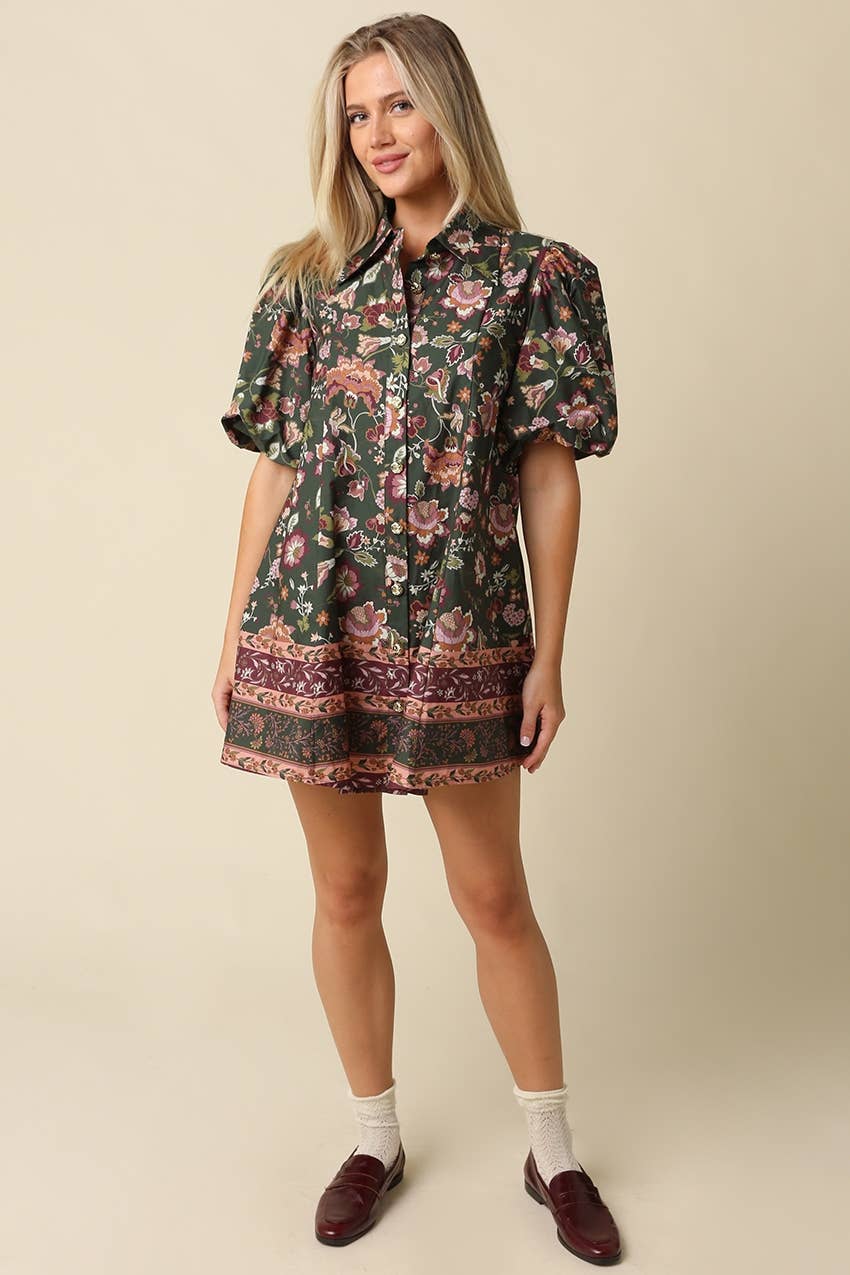 Lydia Floral Puff Sleeve Mini Dress