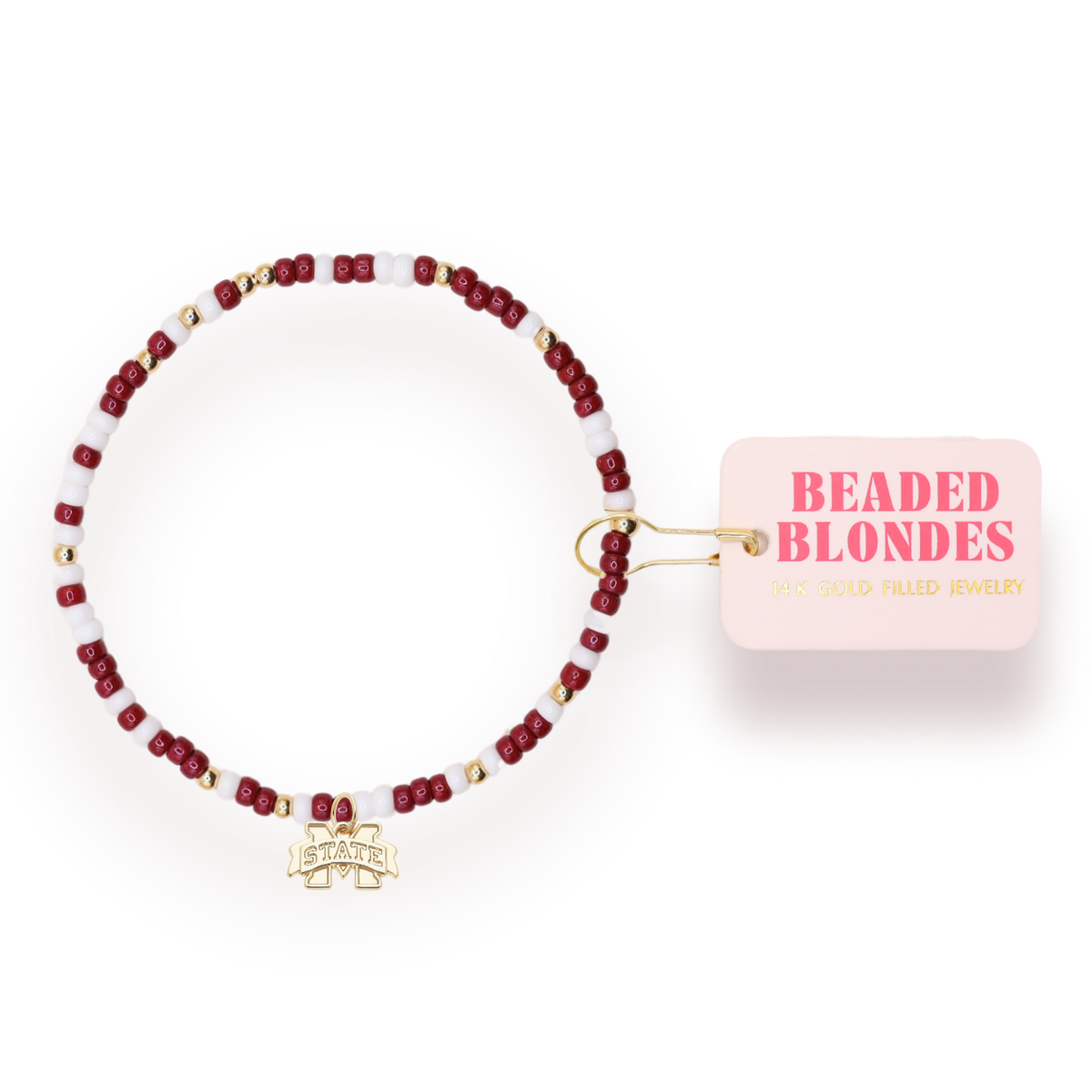 Mississippi State Logo Charm Bracelet on Color