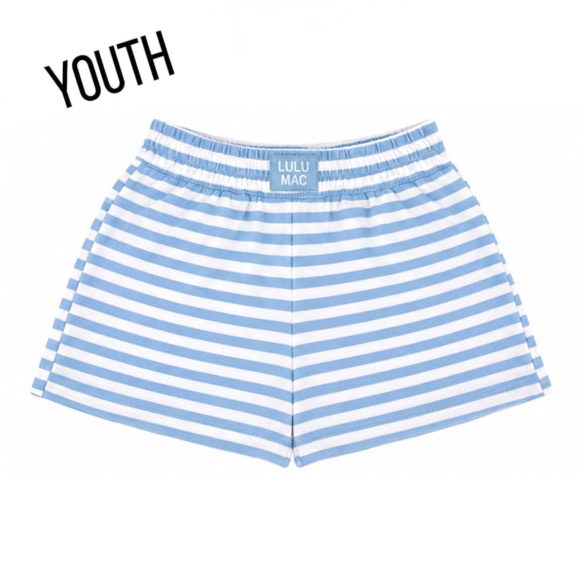 LULU MAC YOUTH STRIPE MONOCHROME PATCH YOUTH SHORT-LIGHT BLUE