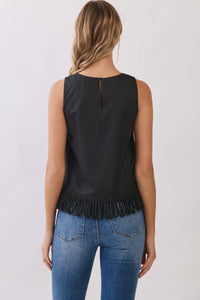 -Fringe Hem Sleeveless Top