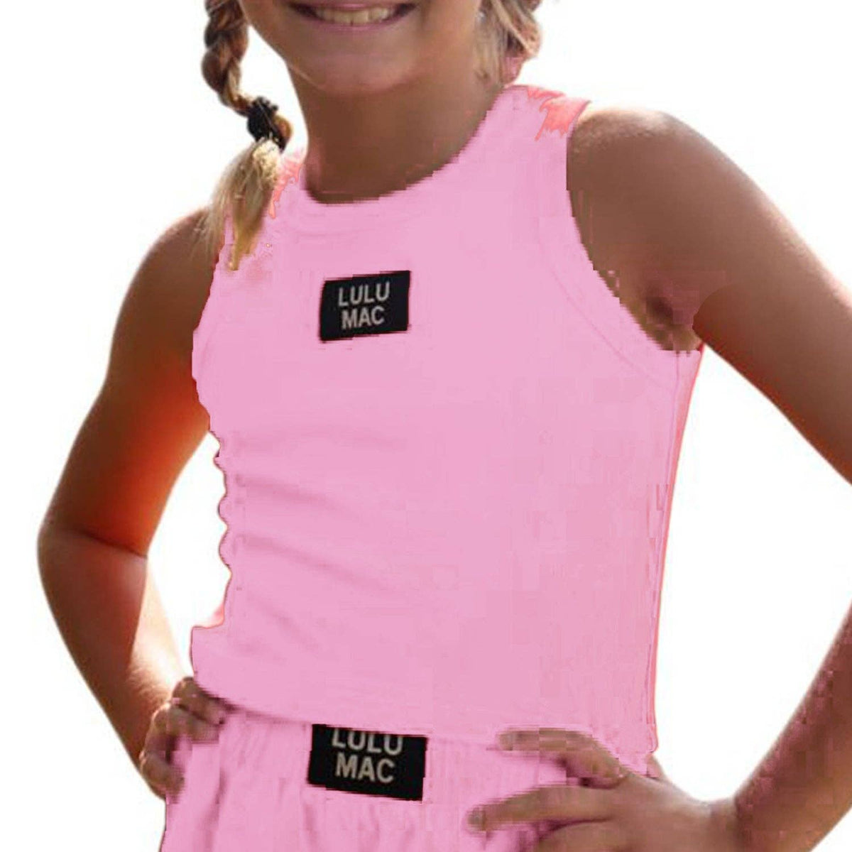 LULU MAC  LIGHT PINK KIDS SOLID TANK