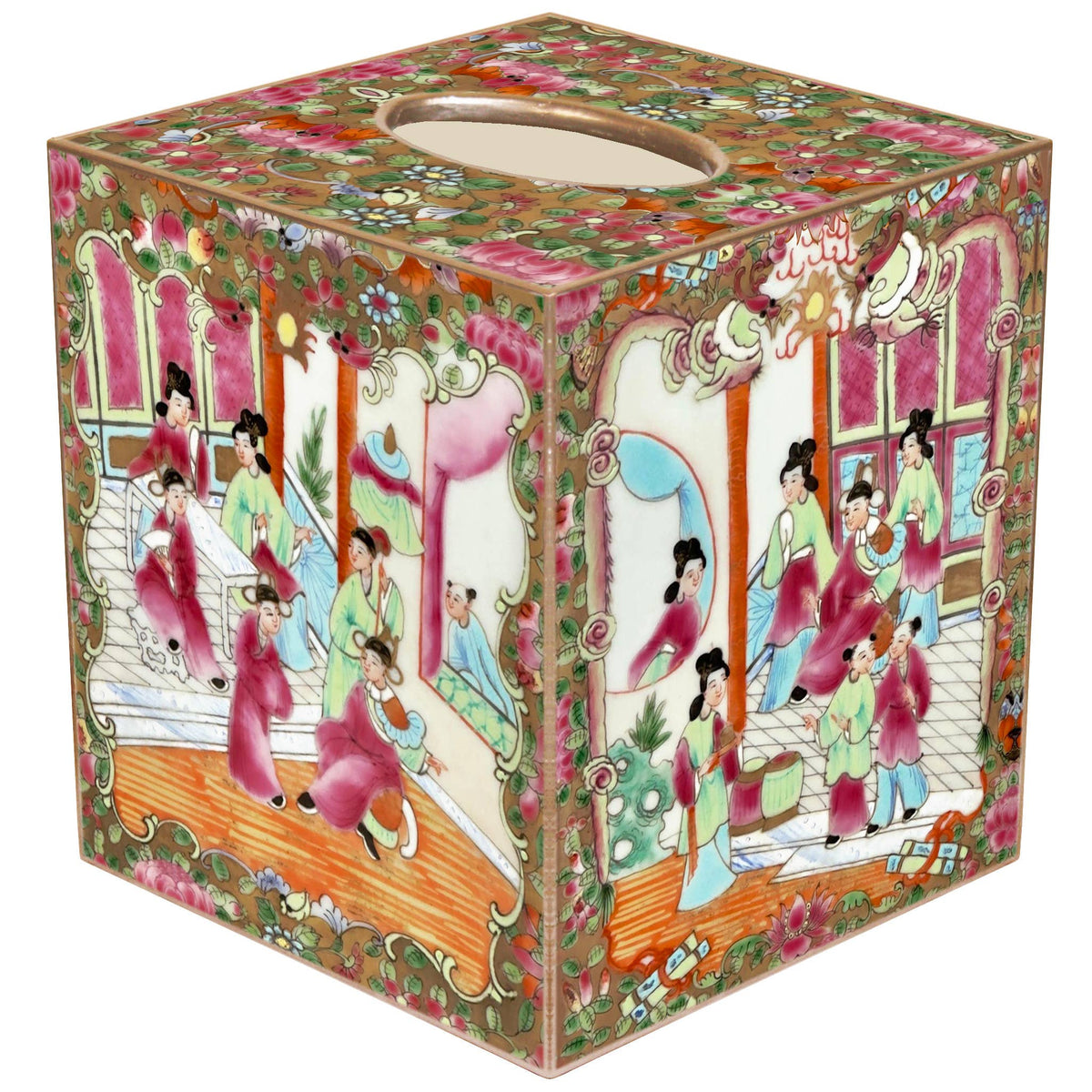 Rose Medallion on People Tissue Box Cover TB6825
