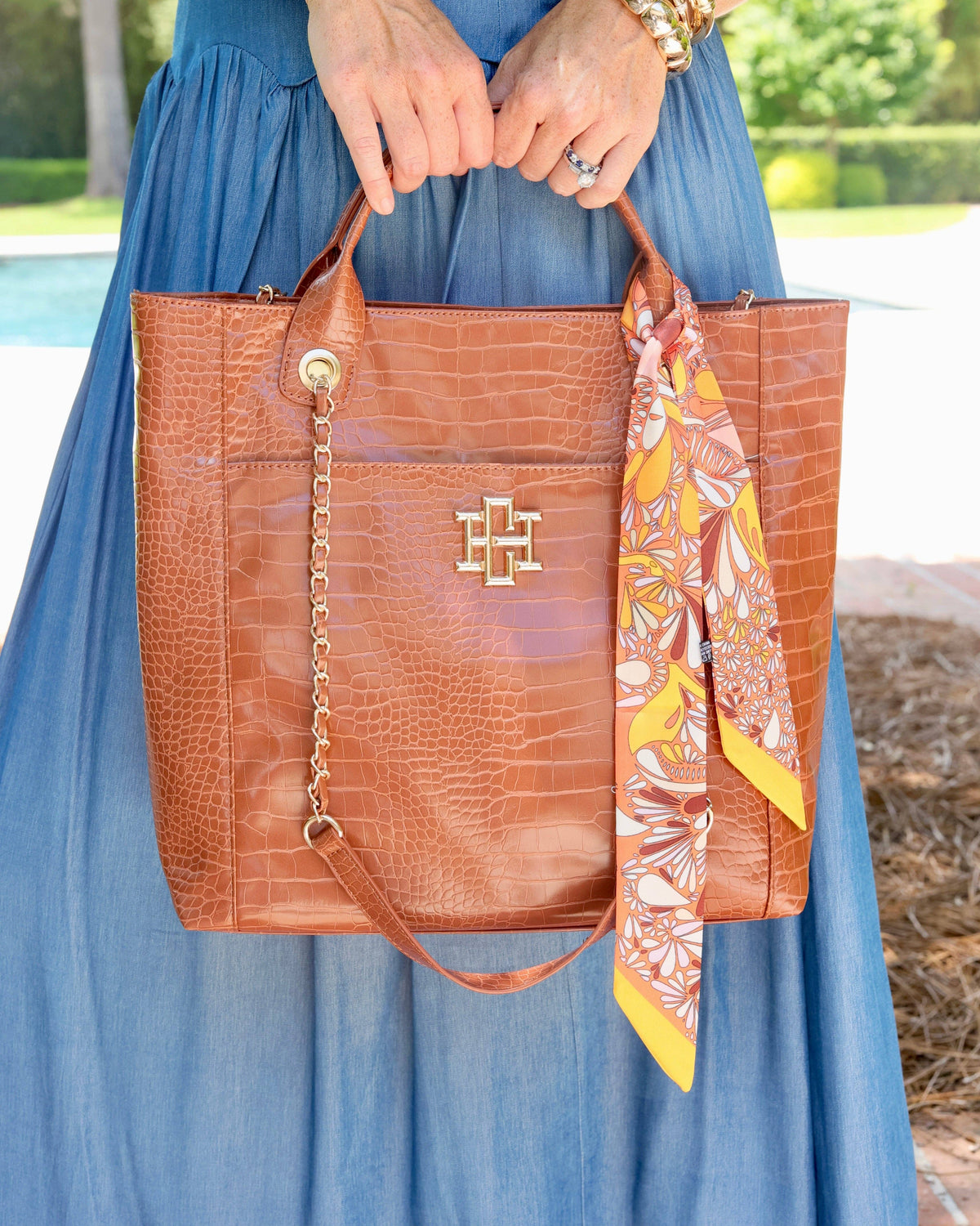Suri Paisley Print Skinny Scarf Orange