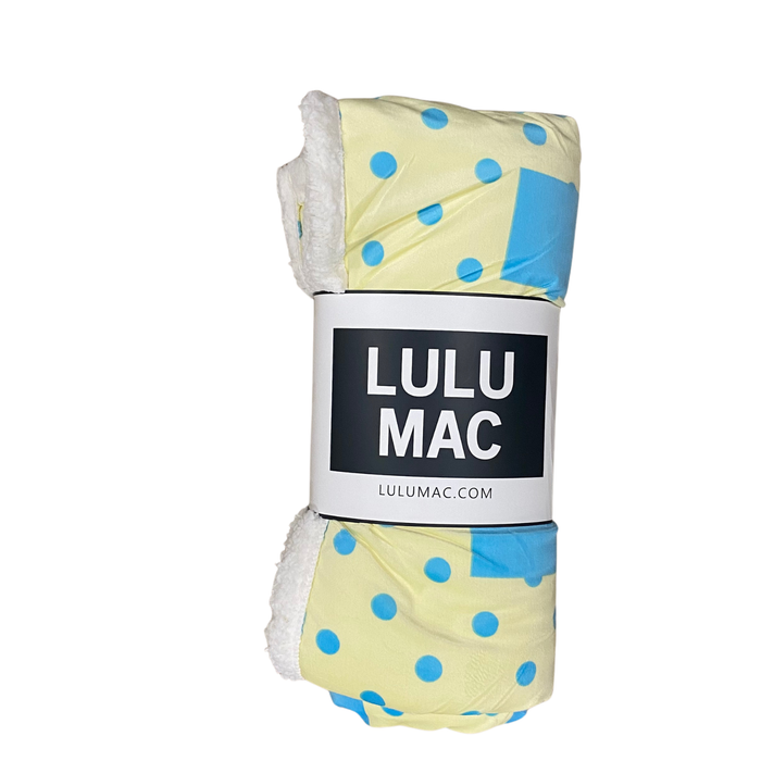 LULU MAC BLANKET YELLOW WITH BLUE DOTS