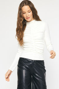 Ribbed mock neck long sleeve