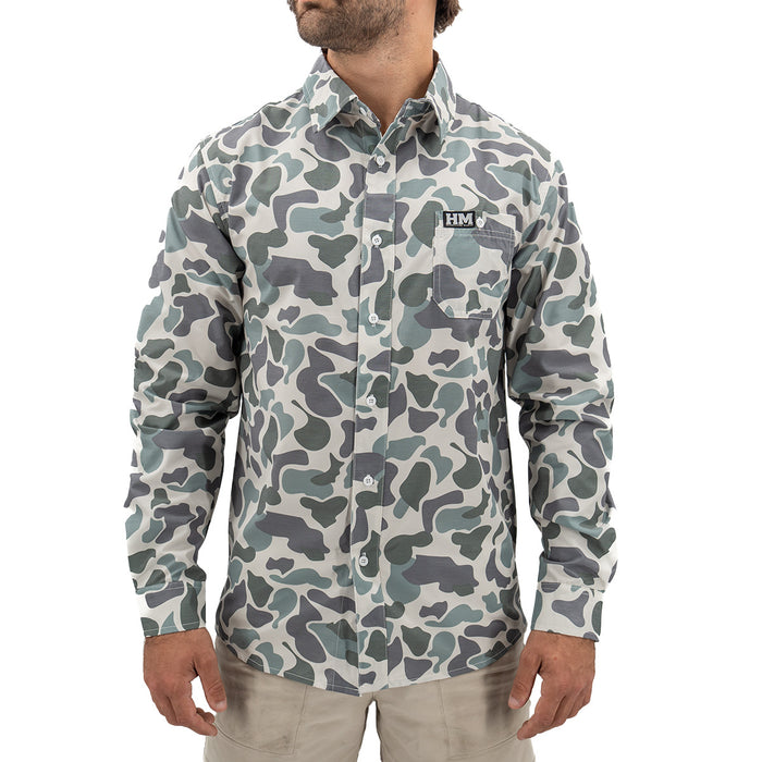 Hurricane Marsh - LS Performance Button Down - Sage Camo