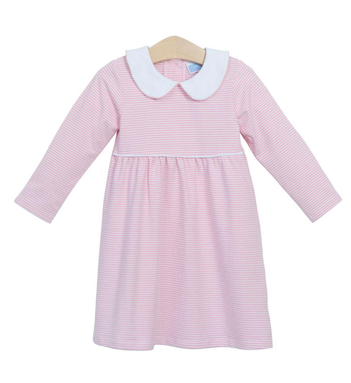 Claire Long Sleeve Dress Lt Pink Stripe