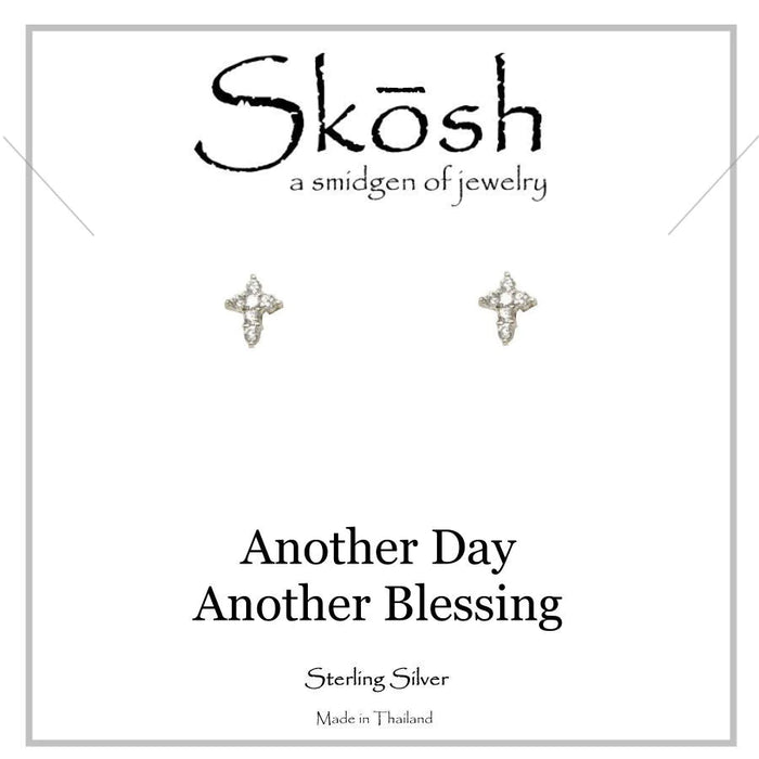 Skosh Mini CZ Cross Earring, 57-531-2E & 57-531-1E