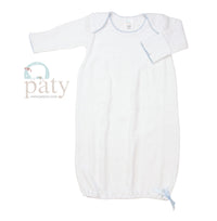 LS Lap-Shoulder Gown, White w/ Blue Trim #115-1B