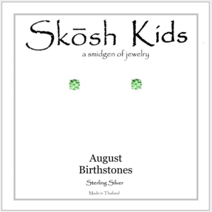 Skosh Kids Birthstone Ear Rings August, Silver 56-141-08