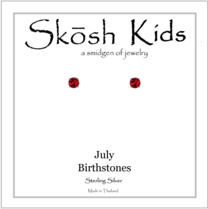 Skosh Kids Birthstone Ear Rings July, Silver 56-141-07