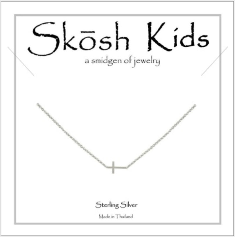 Skosh Kids Tiny Sideways Cross, Silver 55-973-57