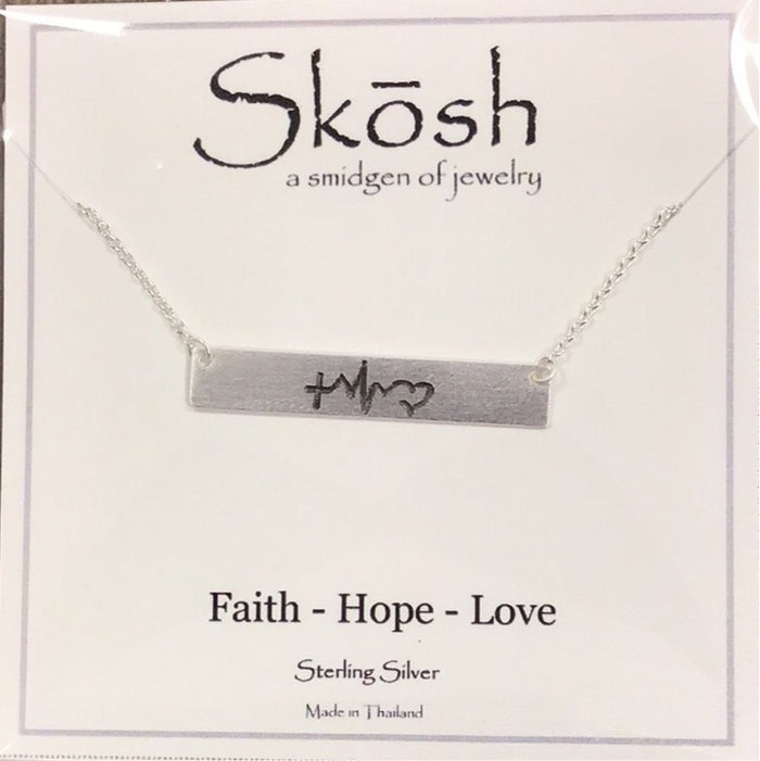 Skosh Faith Hope Love Bar Silver 80-715-1S